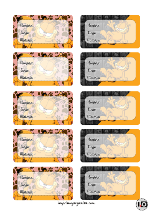 Etiquetas Escolares Garfield